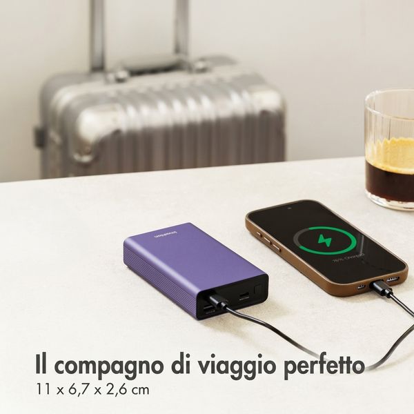 imoshion Powerbank in alluminio Ultra Series 20.000 mAh - Ricarica rapida fino a 33 watt - Tropical Violet