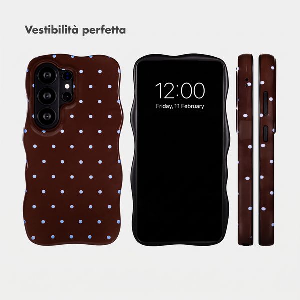 Selencia Cover Vivid Wavy con MagSafe Samsung Galaxy S26 Ultra - Happy Dots Chocolate