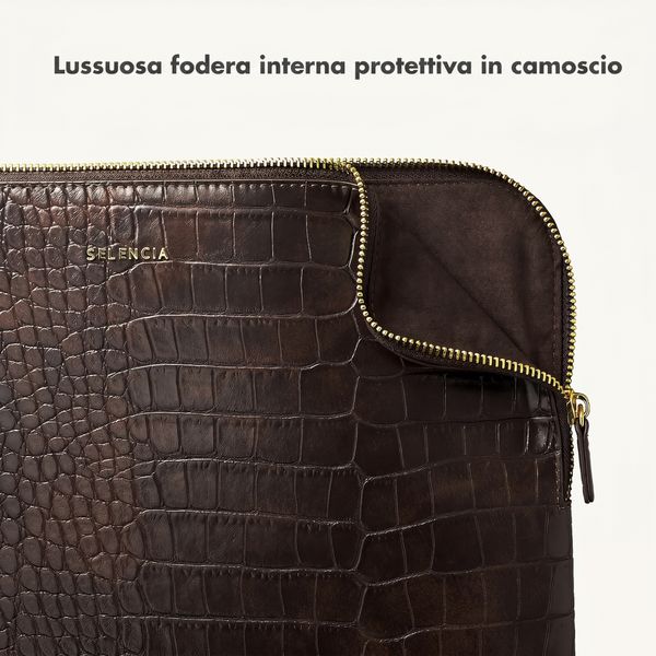 Selencia Cover per laptop Croco 15-16 pollici - Choco Brown