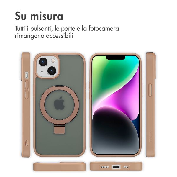 Accezz Cover con anello e supporto con MagSafe Apple iPhone 14 - Marrone