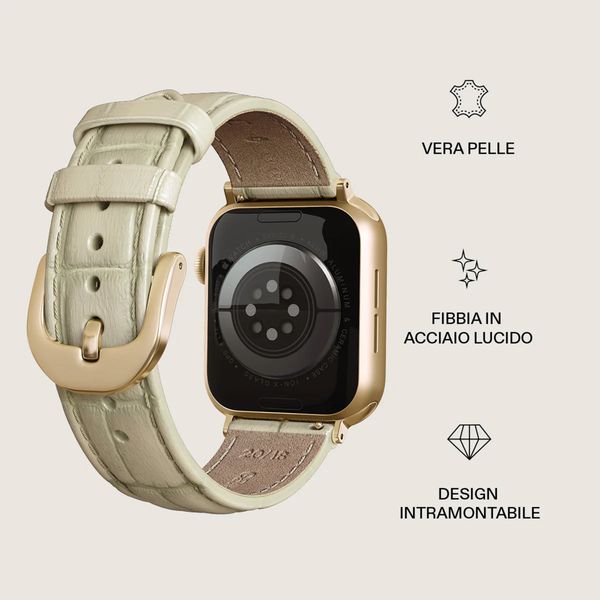 Burga Cinturino in vera pelle  - Apple Watch | 44/45/46/49 mm / Attacco universale 20 mm - Buttermelt / Gold