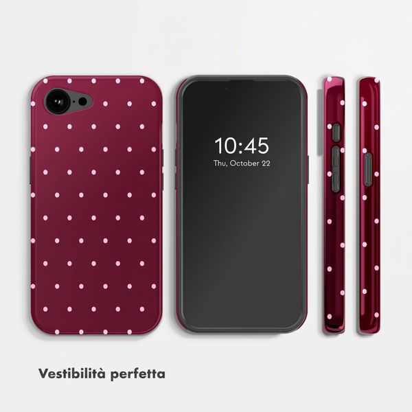 Selencia Cover posteriore Vivid con MagSafe Apple iPhone 17e / 16e - Happy Dots Burgundy