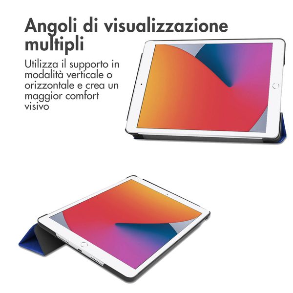 imoshion Cover a libro Trifold Apple iPad 9 (2021) 10.2 pollici / iPad 8 (2020) 10.2 pollici / iPad 7 (2019) 10.2 pollici - Cobalt Blue