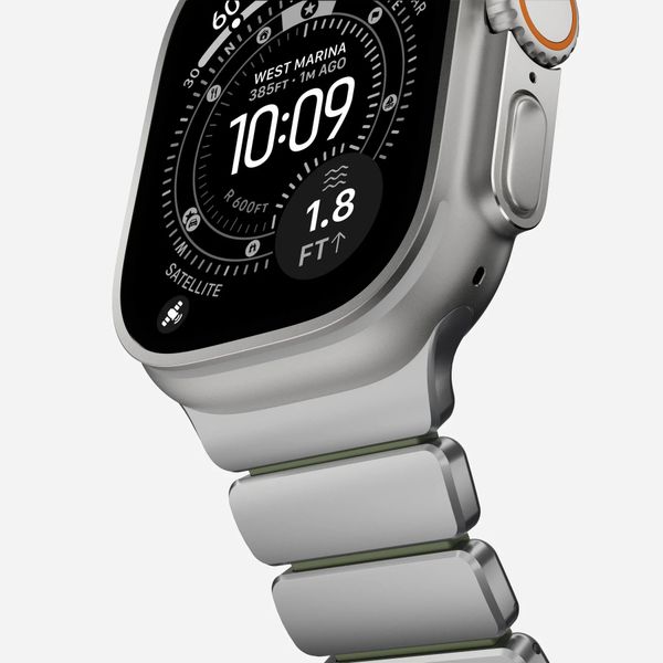 Nomad Cinturino Stratos Apple Watch | 44/45/46/49 mm - Forest Green / Natural Titanium