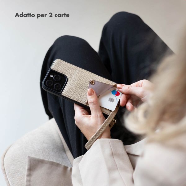 Selencia Cover per telefono Nova con cordino e portacarte Apple iPhone 14 - Beige
