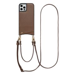Selencia Cover per telefono Nova con cordino e portacarte Apple iPhone 12 (Pro) - Mocha Brown