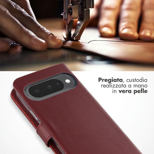 Selencia Cover a libro in vera pelle Google Pixel 10 / 10 Pro - Burgundy
