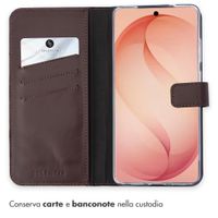 Selencia Cover a libro in vera pelle Samsung Galaxy S26 Plus - Marrone