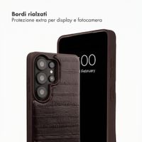 Selencia Nova cover posteriore in vera pelle con portacarte Samsung Galaxy S26 Ultra - Dark Chocolate