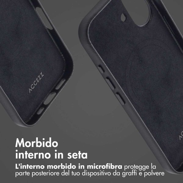 Accezz Cover in Pelle con MagSafe Apple iPhone 16 - Onyx Black