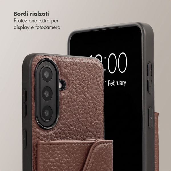 Selencia Cover per telefono Sera con cordino e portacarte a busta Samsung Galaxy A57 (5G) - Chocolate Brown