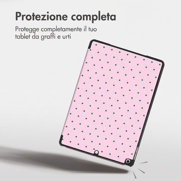 imoshion Cover Trifold Design Apple iPad 9 (2021) 10.2 pollici / iPad 8 (2020) 10.2 pollici / iPad 7 (2019) 10.2 pollici - Happy Dots