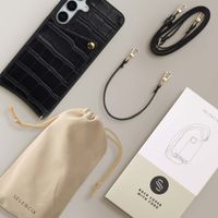 Selencia Cover per telefono Nova Croco con cordino e portacarte Samsung Galaxy S25 / S24 - Nero
