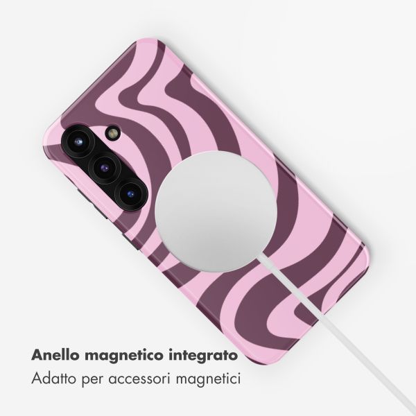 Selencia Cover posteriore Vivid con MagSafe Samsung Galaxy S25 - Wavy Swirl Pink Plum