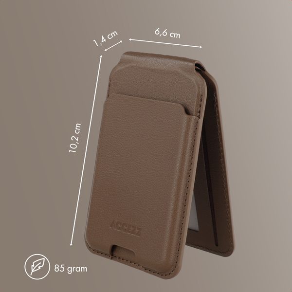 Accezz Portafoglio in pelle magnetico con supporto - Compatibile con Apple Find My - Coffee Brown