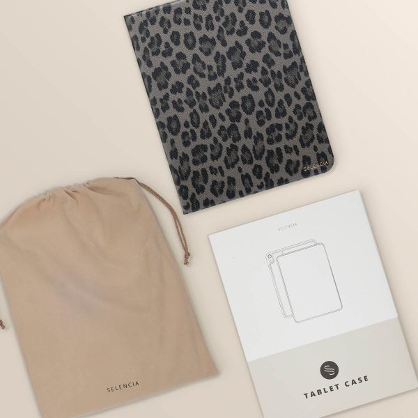 Selencia Libreria Sabi con stampa leopardata Apple iPad 11 (2025) 11 pollici A16 / iPad 10 (2022) 10.9 pollici - Midnight Black