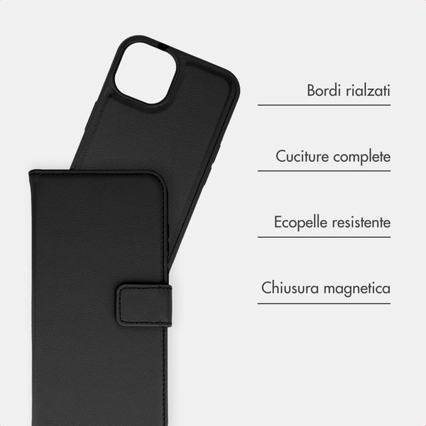 imoshion Cover a libro di lusso 2-in-1 rimovibile Apple iPhone 15 - Nero
