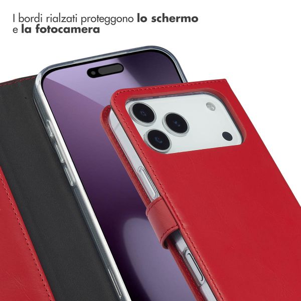 Selencia Cover a libro in vera pelle Apple iPhone 17 Pro Max - Rosso