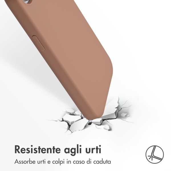 Accezz Cover in silicone liquido con MagSafe Apple iPhone 17e / 16e - Marrone chiaro