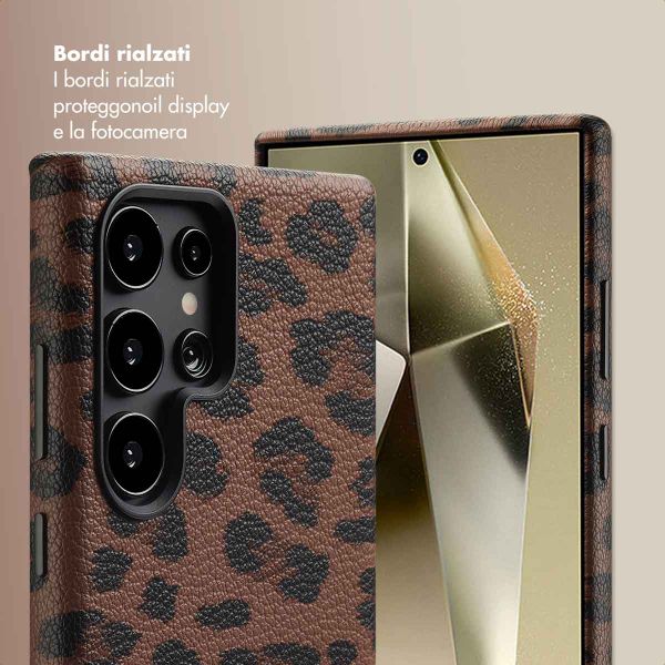 Selencia Cover Sabi Stampa pantera con MagSafe Samsung Galaxy S24 Ultra - Mocha Brown