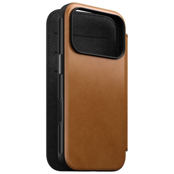 Nomad Cover a libro in pelle moderna Apple iPhone 18 Pro / 17 Pro - English Tan