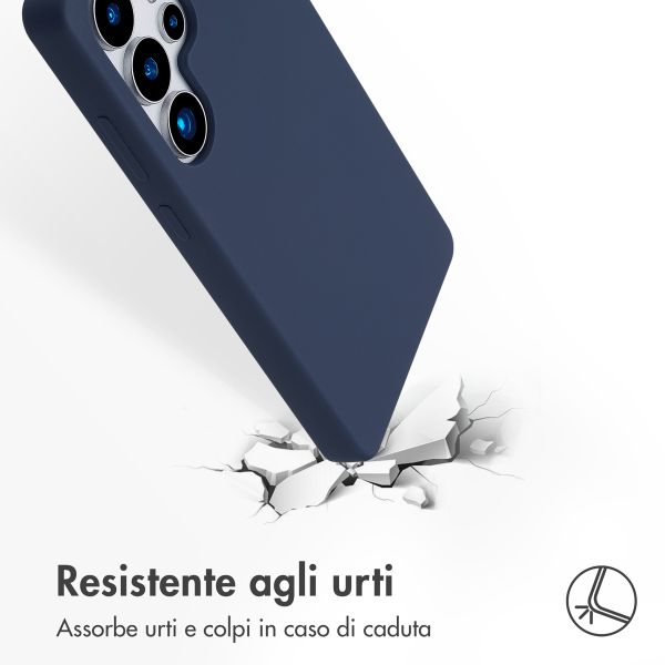 Accezz Cover in silicone liquido con MagSafe Samsung Galaxy S25 Ultra - Blu scuro