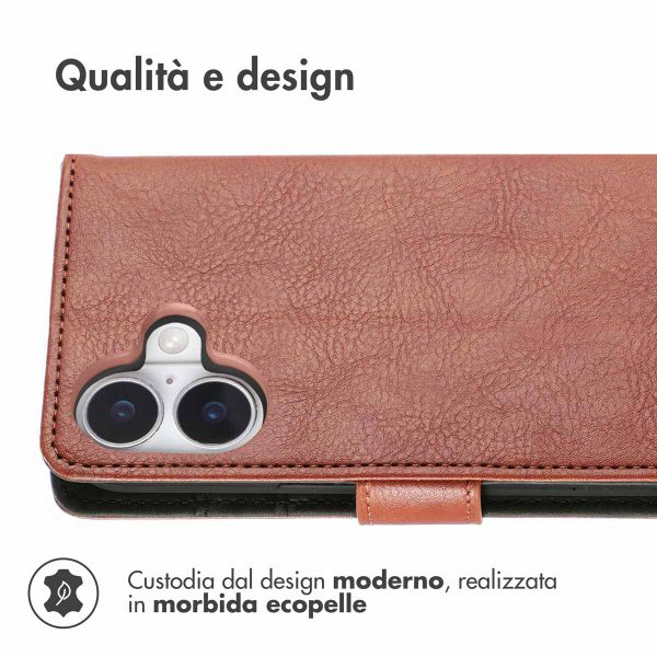 imoshion Cover a libro di Lusso Apple iPhone 16 - Marrone
