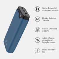 imoshion Powerbank da 20.000 mAh - Caricabatterie rapido da 22,5 W - USB-C / USB-A - Blu