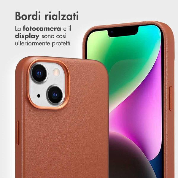 Accezz Cover in pelle 2 in 1 con MagSafe Apple iPhone 14 - Sienna Brown