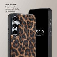 Selencia Cover per telefono Nova con cordino e portacarte Samsung Galaxy S24 FE - Leopard