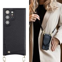 Selencia Cover per telefono Nova con cordino e portacarte Samsung Galaxy S24 Ultra - Nero