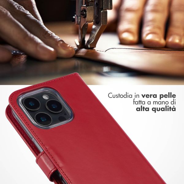 Selencia Cover a libro in vera pelle Apple iPhone 16 Pro - Rosso
