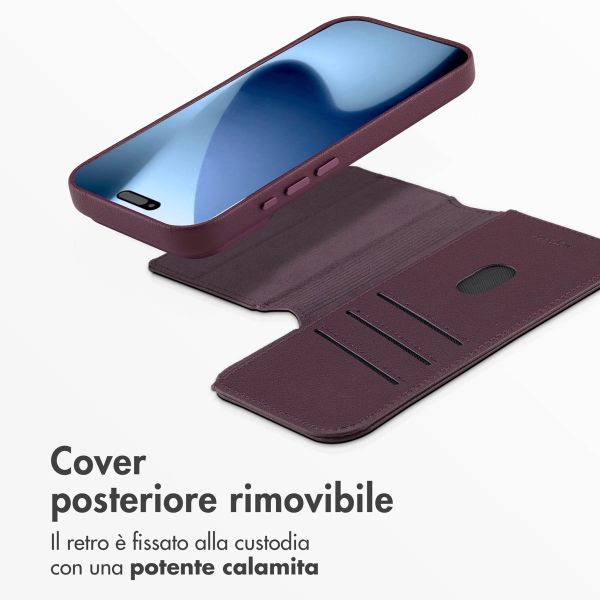 Accezz Cover in pelle 2 in 1 con MagSafe Apple iPhone 17 Pro - Heath Purple