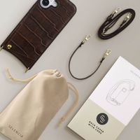 Selencia Cover per telefono Nova Croco con cordino e portacarte Apple iPhone 17 - Choco Brown