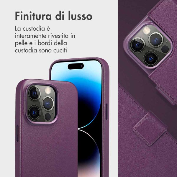 Accezz Cover in pelle 2 in 1 con MagSafe Apple iPhone 14 Pro - Heath Purple