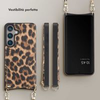 Selencia Cover per telefono Nova con cordino e portacarte Samsung Galaxy S24 - Leopard