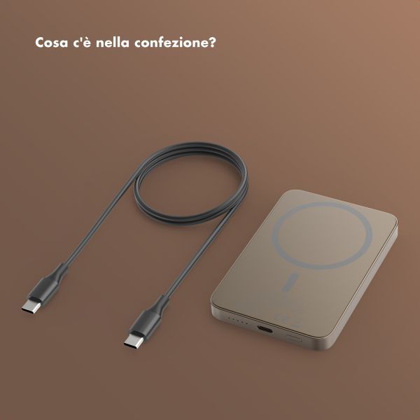 Selencia Vivid Powerbank 5.000 mAh - MagSafe e Qi - Desert Gold / Leopard