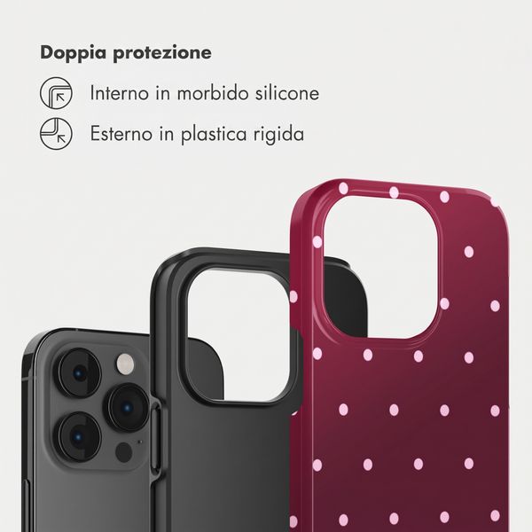 Selencia Cover Posteriore Vivid Apple iPhone 14 Pro - Happy Dots Burgundy