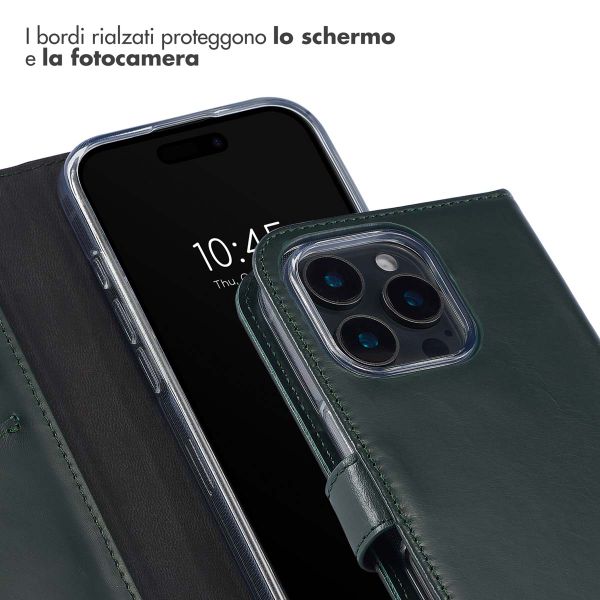Selencia Cover a libro in vera pelle Apple iPhone 16 Pro - Verde