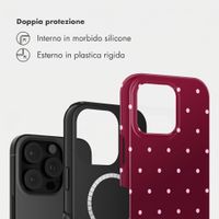 Selencia Cover posteriore Vivid con MagSafe Apple iPhone 16 Pro - Happy Dots Burgundy