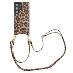 Selencia Cover per telefono Nova con cordino e portacarte Samsung Galaxy S24 Ultra - Leopard