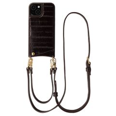 Selencia Nova cover posteriore in vera pelle con portacarte Apple iPhone 15 - Dark Chocolate