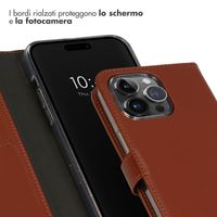 Selencia Cover a libro in vera pelle Apple iPhone 15 Pro Max - Marrone chiaro