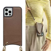 Selencia Cover per telefono Nova con cordino e portacarte Apple iPhone 12 (Pro) - Mocha Brown