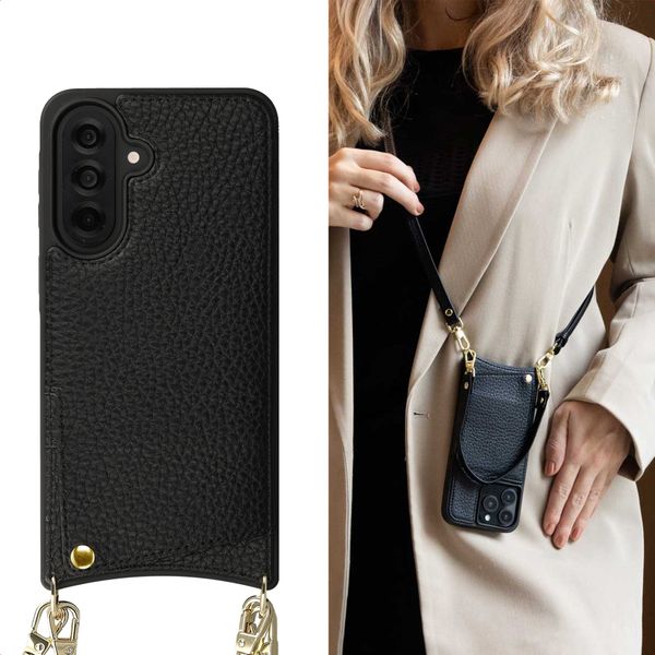 Selencia Cover per telefono Nova con cordino e portacarte Samsung Galaxy A37 (5G) - Nero