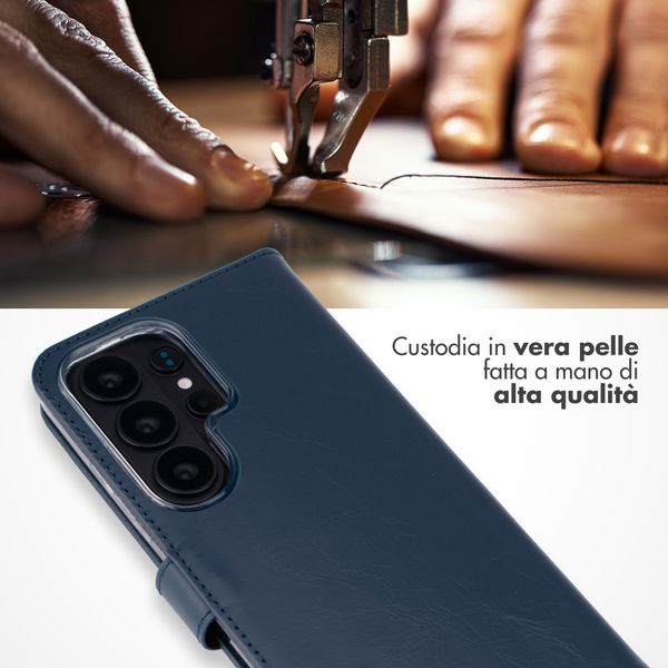 Selencia Cover a libro in vera pelle Samsung Galaxy S26 Ultra - Blu scuro