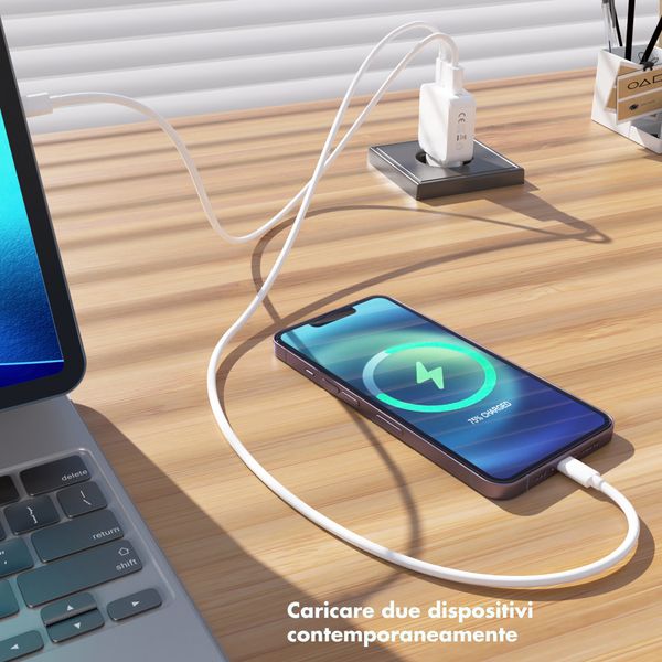 Accezz Caricabatterie GaN Ultra Slim - USB-C + USB-A - 30 W - Bianco