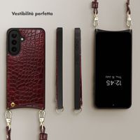 Selencia Cover per telefono Nova Croco con cordino e portacarte Samsung Galaxy A57 (5G) - Burgundy