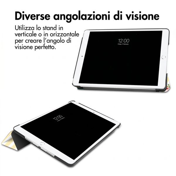 imoshion Cover Trifold Design Apple iPad 9 (2021) 10.2 pollici / iPad 8 (2020) 10.2 pollici / iPad 7 (2019) 10.2 pollici - Garden Stripes