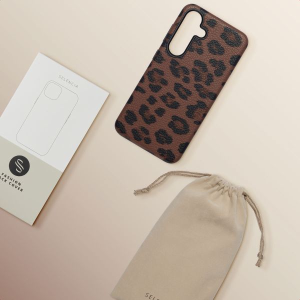 Selencia Cover Sabi Stampa pantera con MagSafe Samsung Galaxy S25 - Mocha Brown